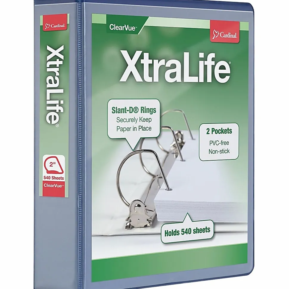 Cardinal® XtraLife™ Locking Slant-D® Ring 3-Ring Binder, 2" D-Rings, Blue