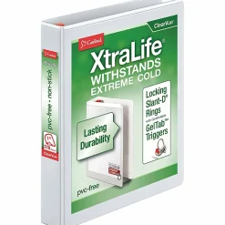 Cardinal® XtraLife™ Locking Slant-D® Ring 3-Ring Binder, 1" D-Rings, White