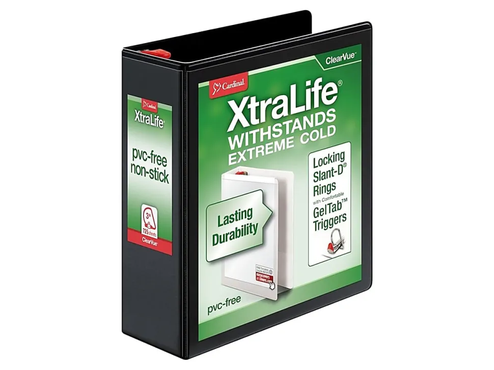 Cardinal® XtraLife™ Locking Slant-D® Ring 3-Ring Binder, 3" D-Rings, Black