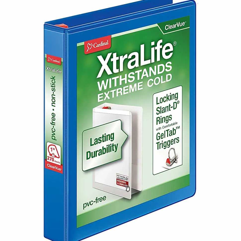 Cardinal® XtraLife™ Locking Slant-D® Ring 3-Ring Binder, 1" D-Rings, Blue