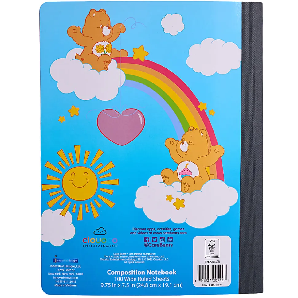 Care Bears Licensed Wide Ruled Composition Notebook, 9.5" x 7.25", 100 Sheets, Quantity 1