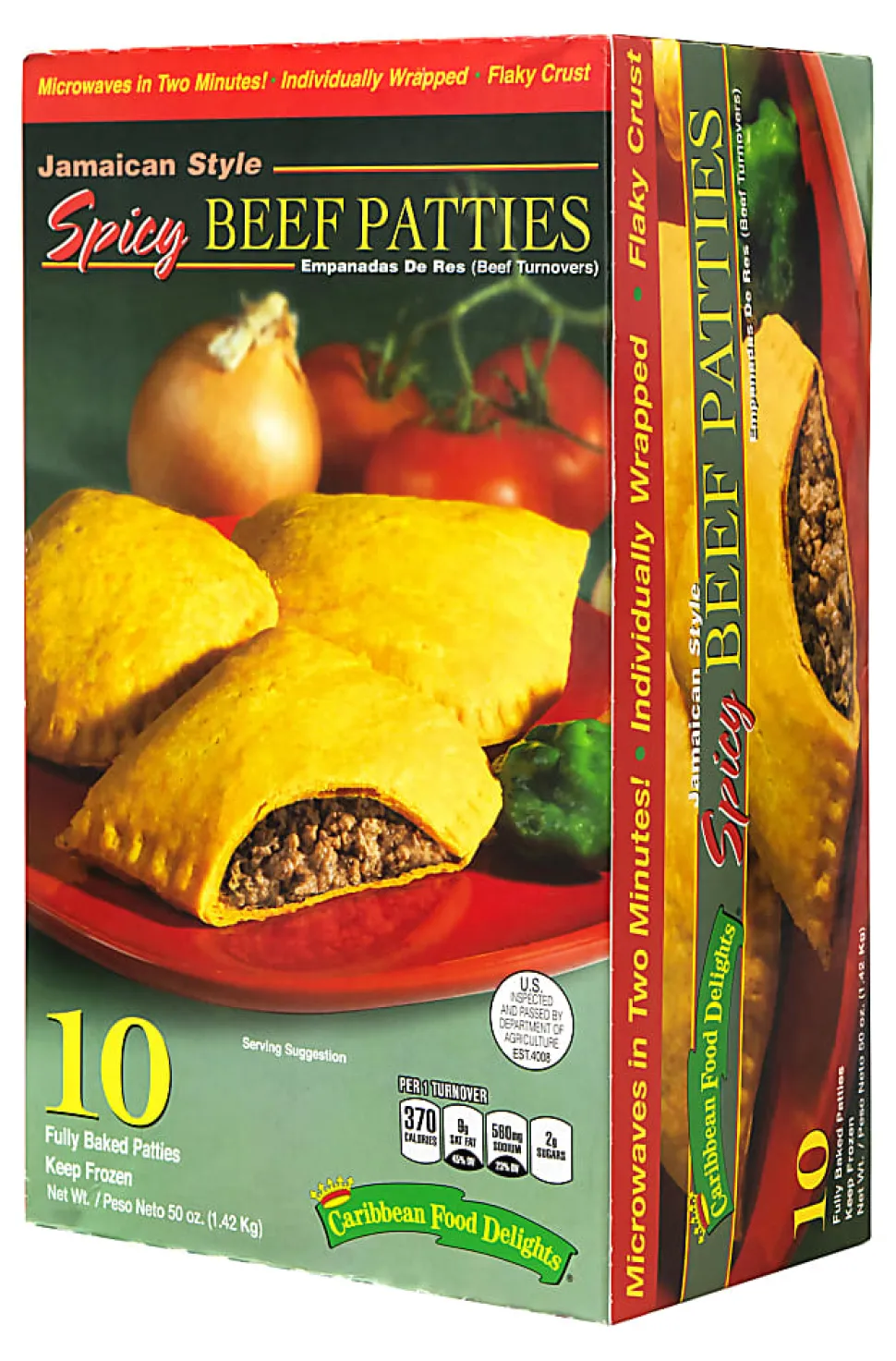 Caribbean Food Delights Jamaican-Style Spicy Beef Empanadas, Box Of 10 Empanadas