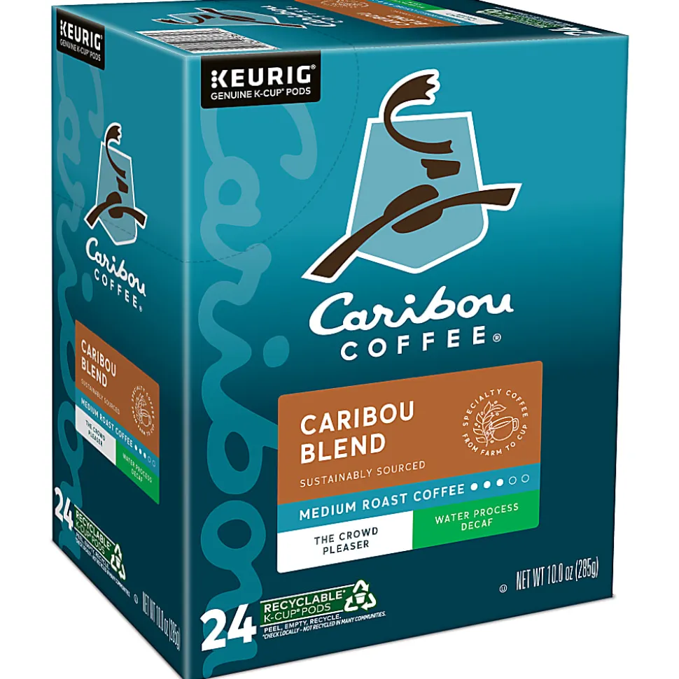 Caribou Coffee® Single-Serve Coffee K-Cup® Pods, Decaffeinated, Caribou Blend, Carton Of 24