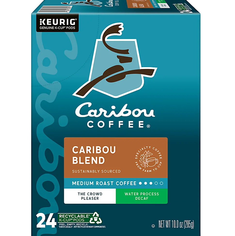 Caribou Coffee® Single-Serve Coffee K-Cup® Pods, Decaffeinated, Caribou Blend, Carton Of 24