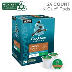 Caribou Coffee® Single-Serve Coffee K-Cup® Pods, Decaffeinated, Caribou Blend, Carton Of 24