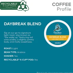 Caribou Coffee® Single-Serve Coffee K-Cup® Pods, Daybreak Morning Blend, Carton Of 24