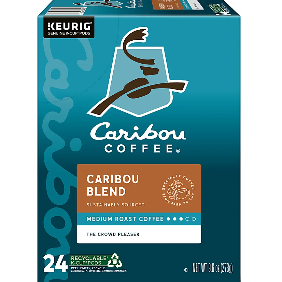 Caribou Coffee® Single-Serve Coffee K-Cup®, Caribou Blend, 96 Count (4 Packs of 24)