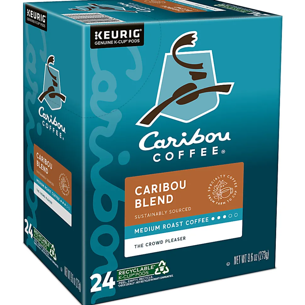 Caribou Coffee® Single-Serve Coffee K-Cup®, Caribou Blend, 96 Count (4 Packs of 24)