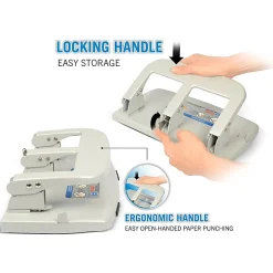 CARL HC340 Medium-Duty 3-Hole Punch, Gray