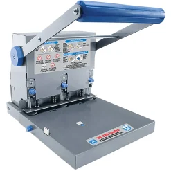 CARL® Heavy-Duty 3-Hole Punch, Blue/Gray