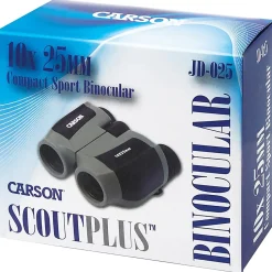 CARSON ScoutPlus 10x 25mm Compact Porro Prism Binoculars, Gray, 1