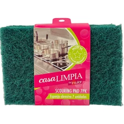 Casa Limpia Abrasive Sponges, 6" x 4", Green, Pack Of 7 Sponges