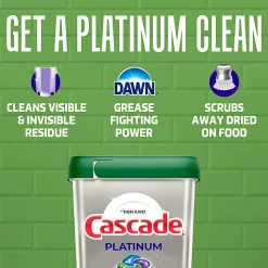 Cascade Platinum Dishwasher ActionPacs, Fresh, 1.99 Lb, Pack Of 59 Pacs