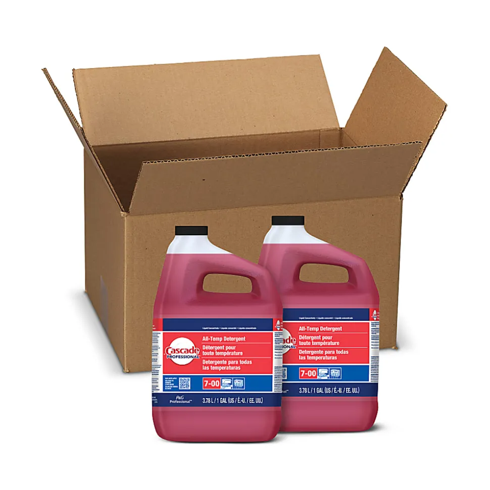 Cascade Professional All-Temperature Rinse Aid Detergent, Closed Loop, 1 Gallon, Red, Case Of 2