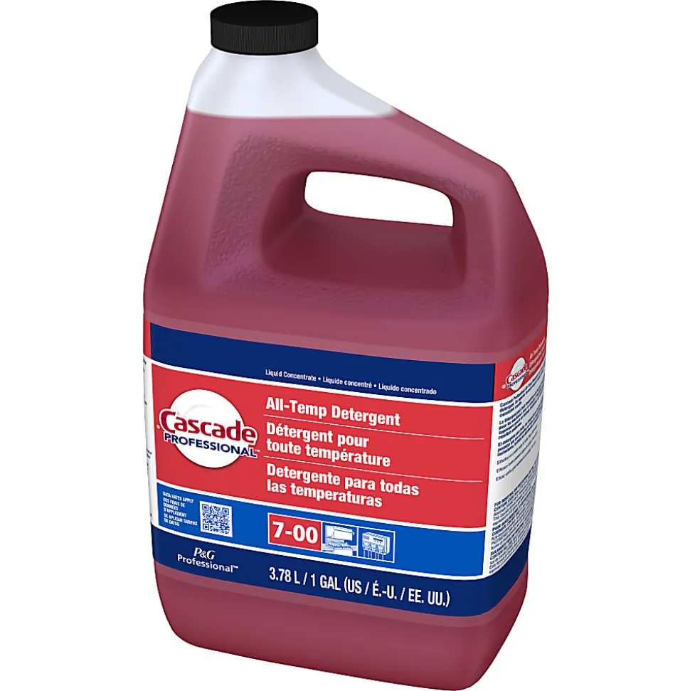 Cascade Professional All-Temperature Rinse Aid Detergent, Closed Loop, 1 Gallon, Red, Case Of 2