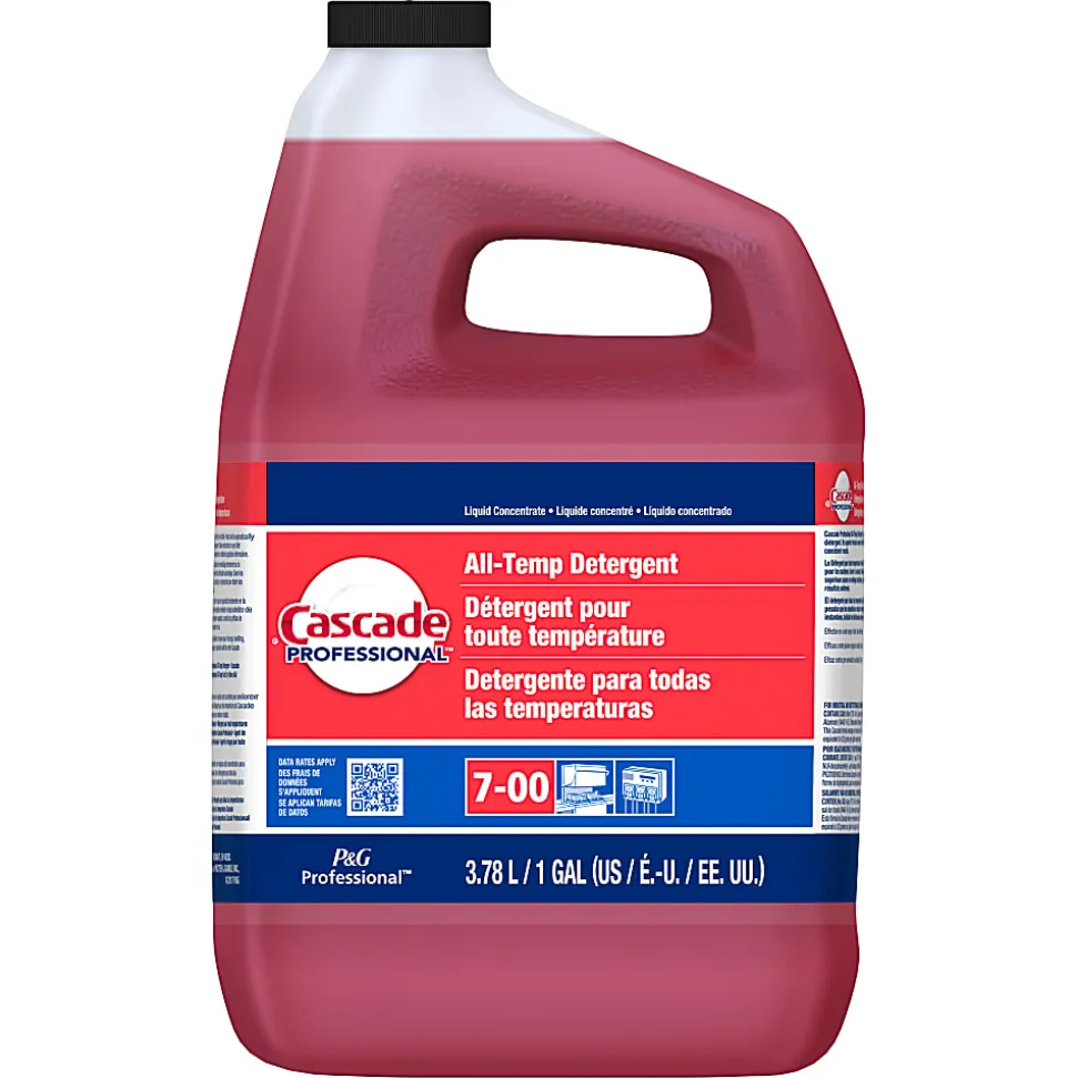 Cascade Professional All-Temperature Rinse Aid Detergent, Closed Loop, 1 Gallon, Red, Case Of 2