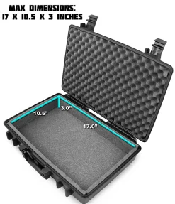 CASEMATIX Waterproof Hard Case, 4-1/2”H x 14”W x 19”D, Black