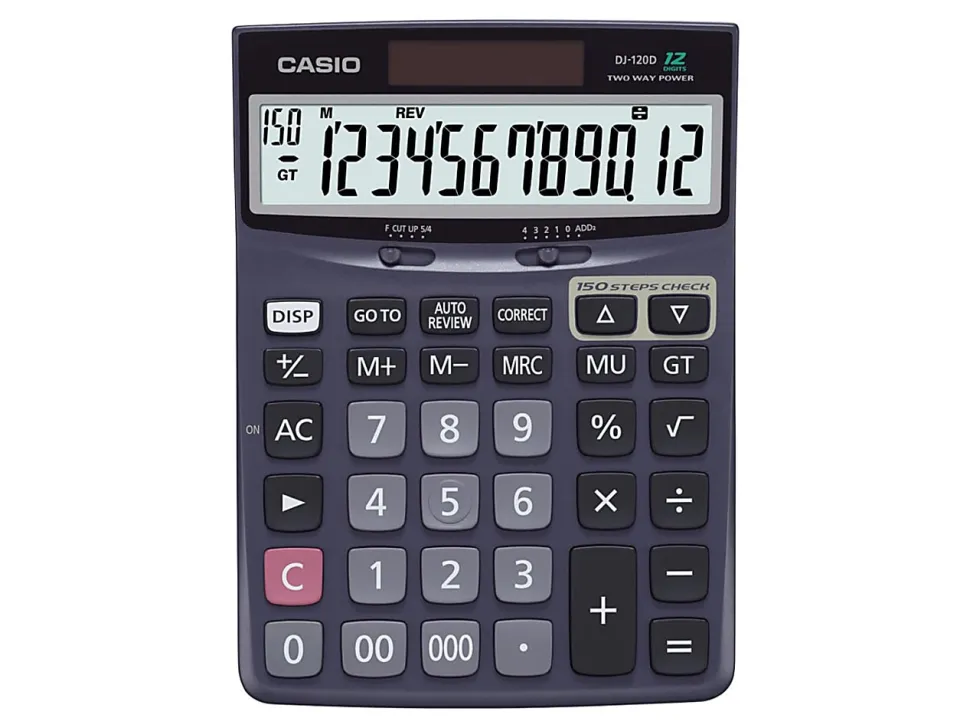 Casio® Check & Correct Desk Calculator, 1.37" x 5.51" x 7.51", Black, DJ120D