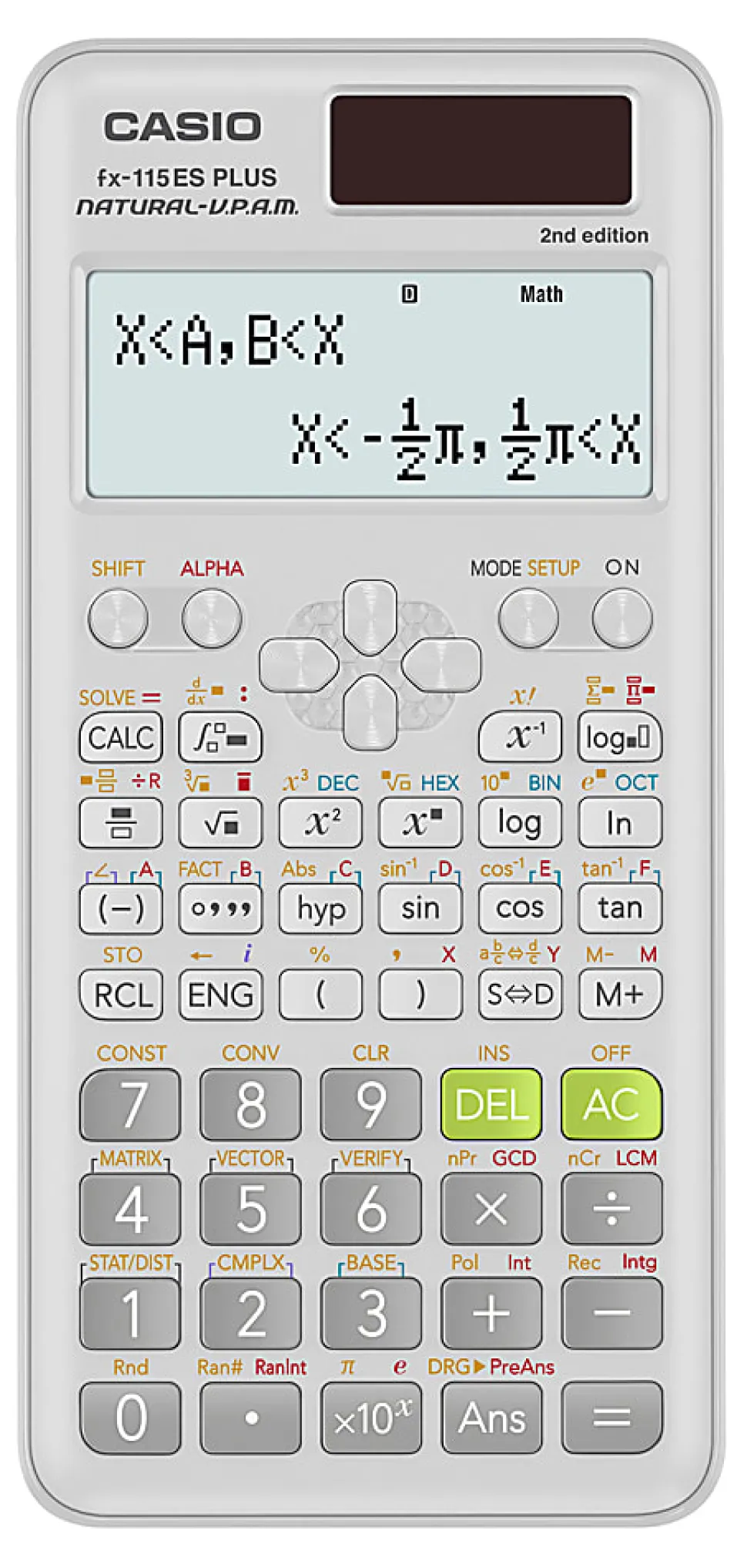 Casio fx-115ES PLUS Natural-V.P.A.M. 2nd Edition Scientific Calculator, White, FX-115ESPLS2-S