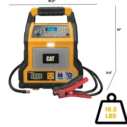 CAT Power Station With 1,200-Peak-Amp Jump Starter, Tire Compressor and Power Inverter, Black/Yellow, CJ1000DXT
