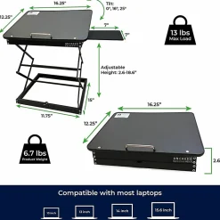 CD4 Adjustable Standing Desk Converter - Lift-Assist Desktop Riser for Monitors & Laptops - Sit or stand instantly with smooth height adjustment.