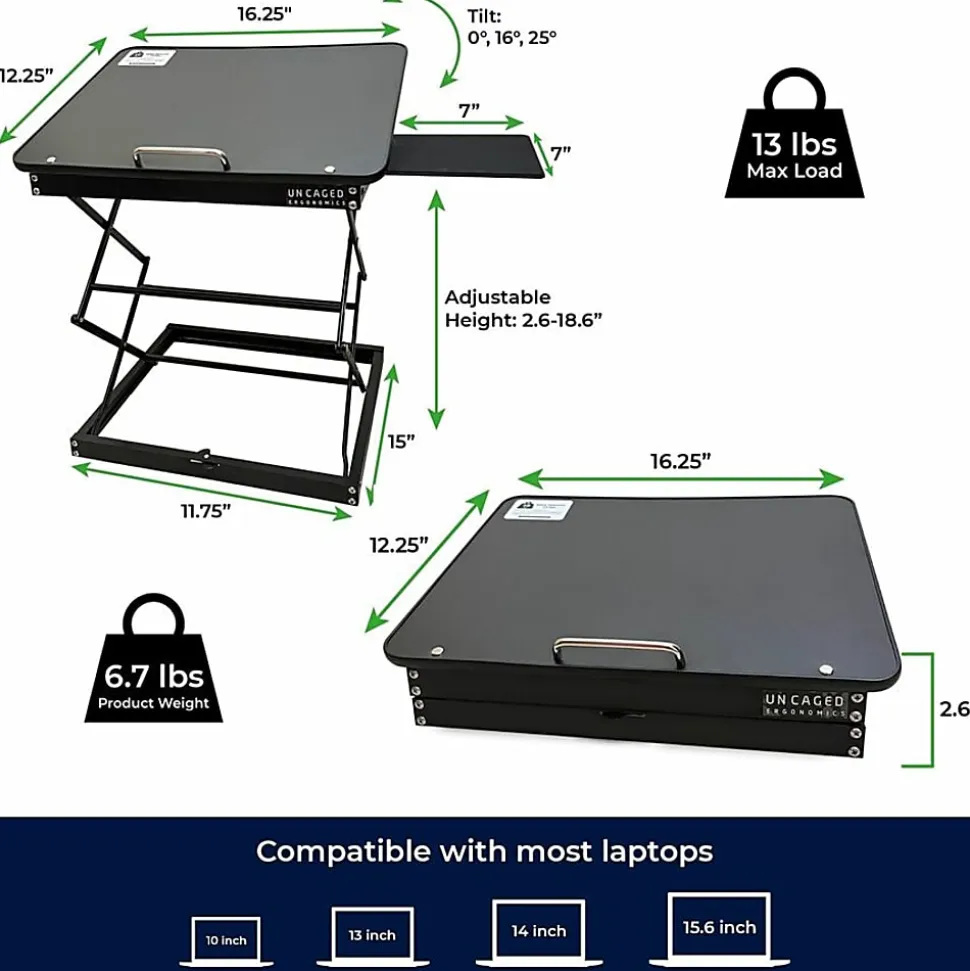 CD4 Adjustable Standing Desk Converter - Lift-Assist Desktop Riser for Monitors & Laptops - Sit or stand instantly with smooth height adjustment.