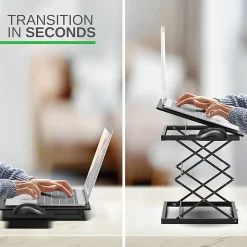 CD4 Adjustable Standing Desk Converter - Lift-Assist Desktop Riser for Monitors & Laptops - Sit or stand instantly with smooth height adjustment.