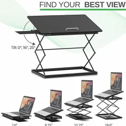 CD4 Adjustable Standing Desk Converter - Lift-Assist Desktop Riser for Monitors & Laptops - Sit or stand instantly with smooth height adjustment.