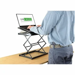 CD4 Adjustable Standing Desk Converter - Lift-Assist Desktop Riser for Monitors & Laptops - Sit or stand instantly with smooth height adjustment.