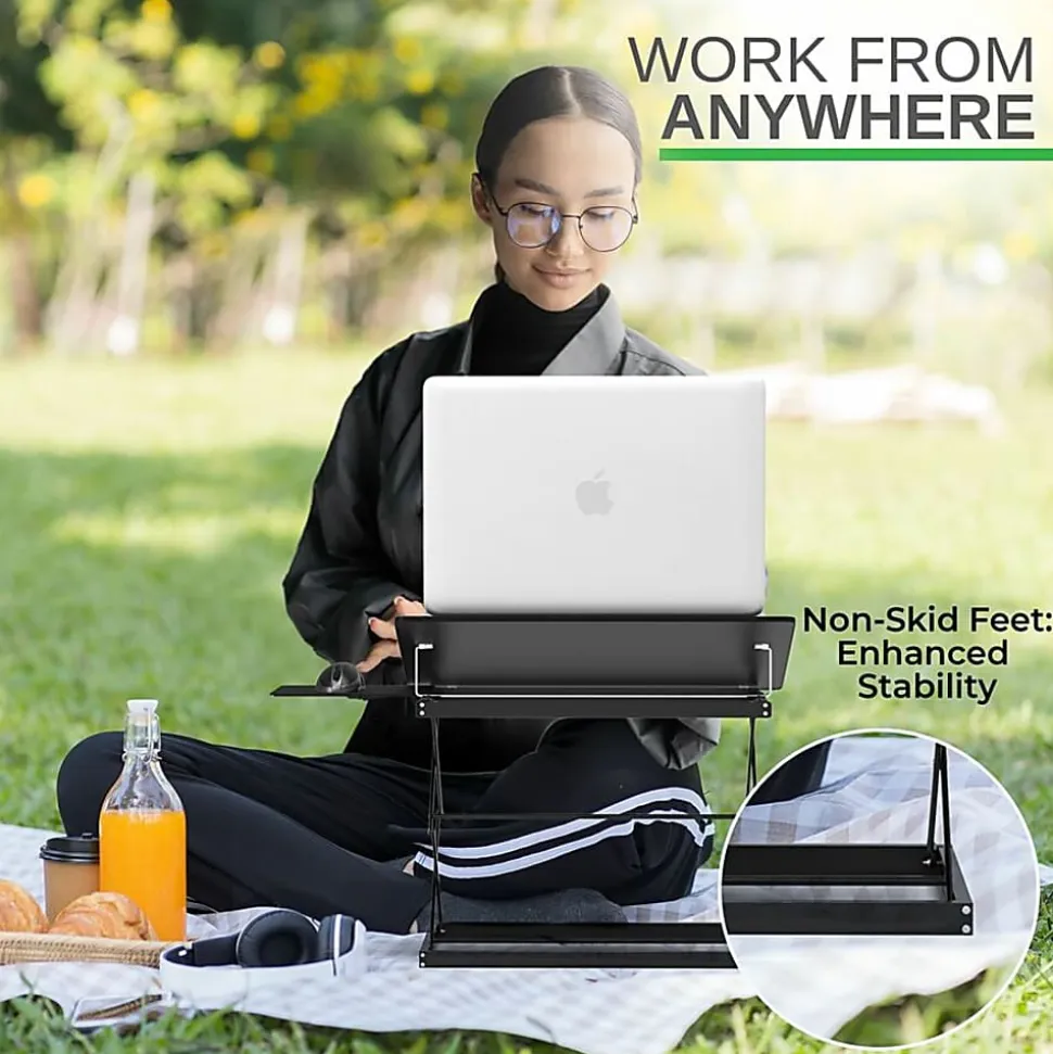 CD4 Adjustable Standing Desk Converter - Lift-Assist Desktop Riser for Monitors & Laptops - Sit or stand instantly with smooth height adjustment.