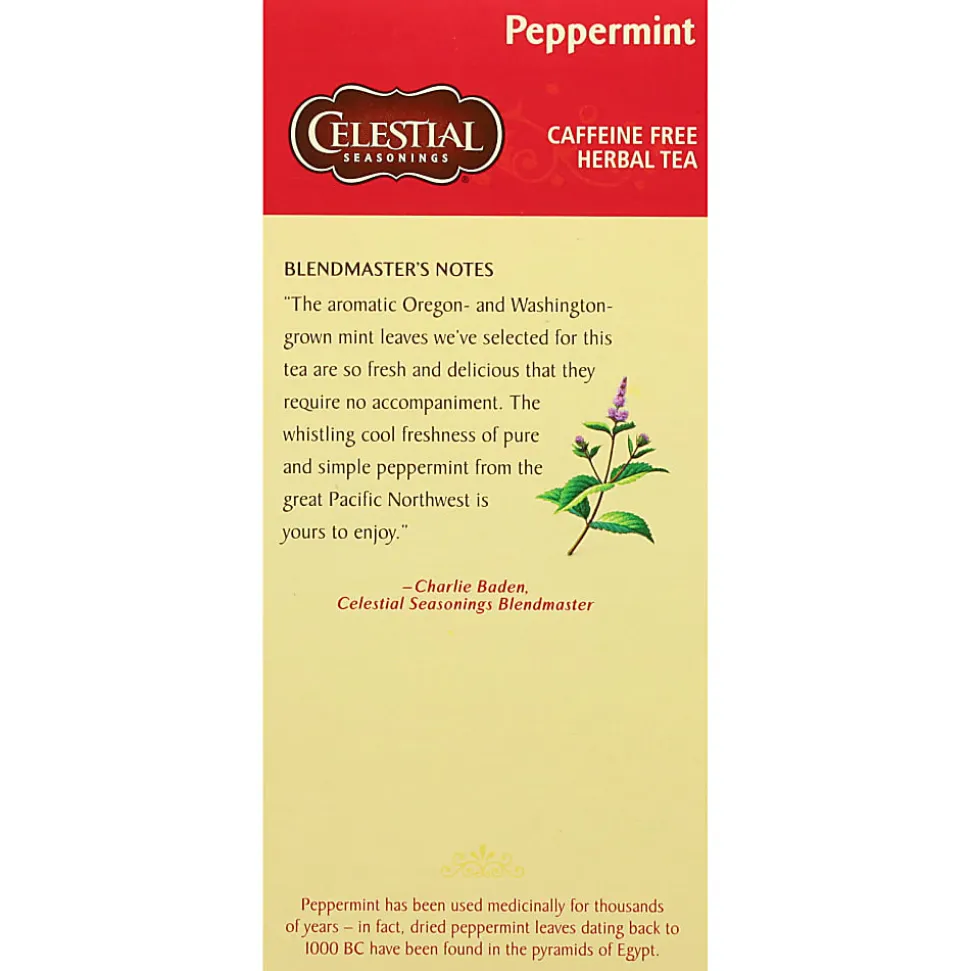 Celestial Seasonings Caffeine Free Peppermint Herbal Tea Bags, 1.5 Oz, Total Qty 25