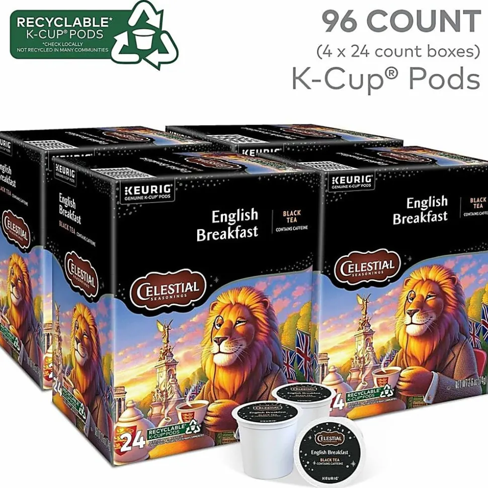 Celestial Seasonings® English Breakfast Tea Single-Serve K-Cup®, Carton Of 96