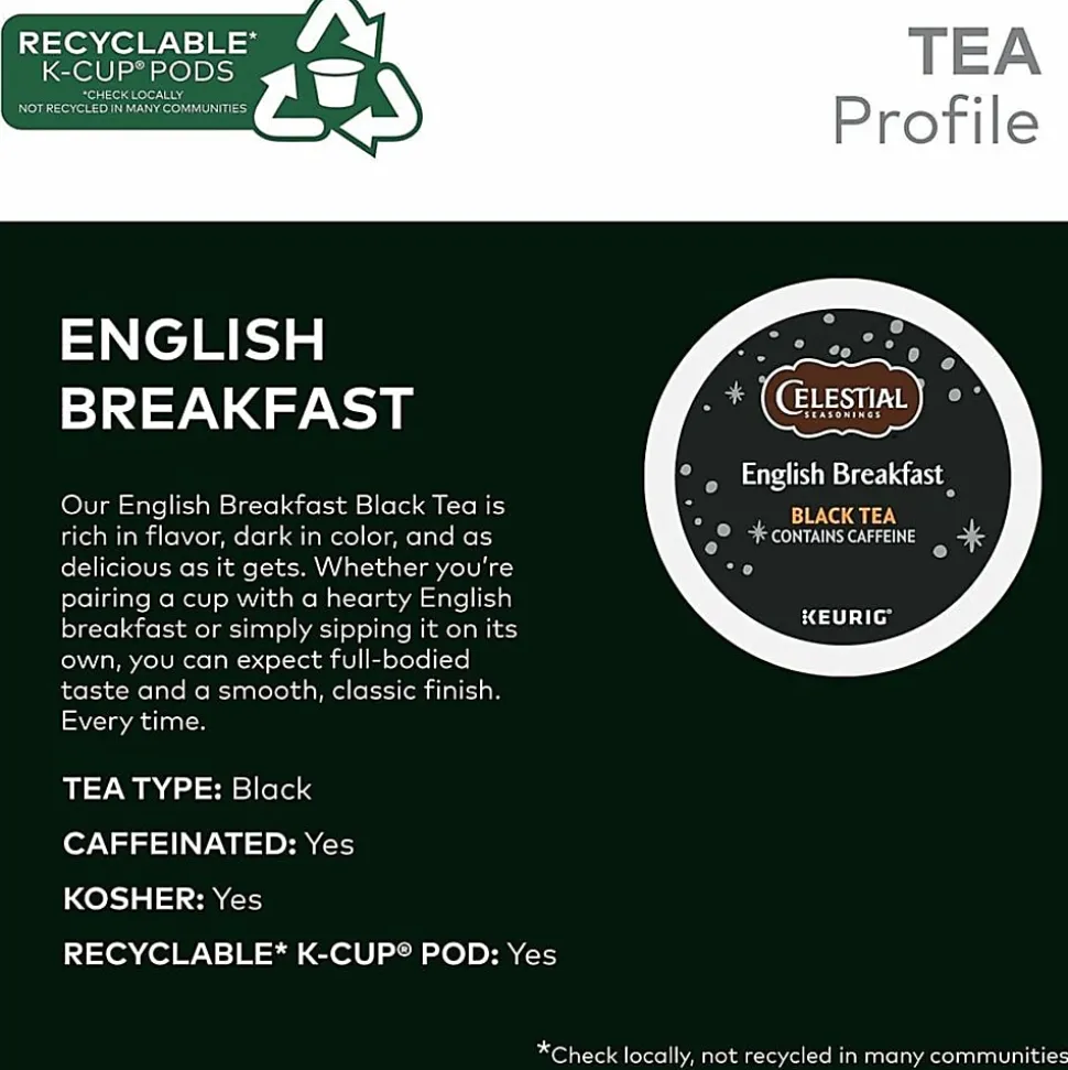 Celestial Seasonings® English Breakfast Tea Single-Serve K-Cup®, Carton Of 96