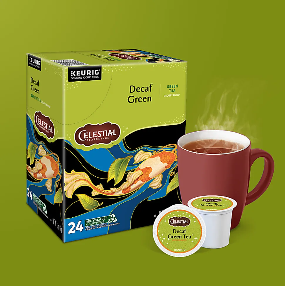 Celestial Seasonings Natural Antioxidant Decaf Green Tea Keurig Single-Serve K-Cup Pods, 24 Pods Per Pack, Case Of 4 Packs