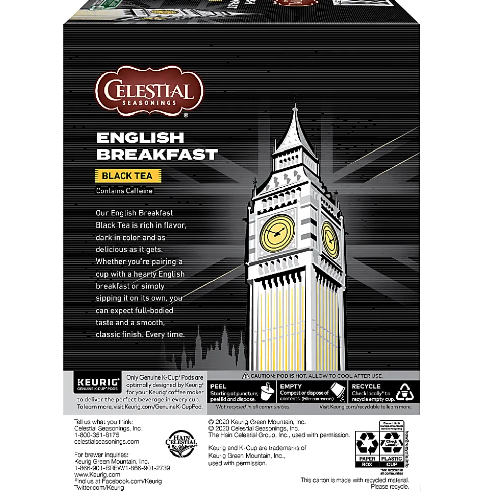Celestial Seasonings® Single-Serve K-Cup® Pods, English Breakfast Tea, Box Of 24