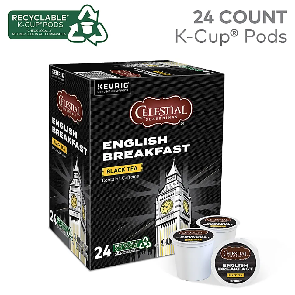 Celestial Seasonings® Single-Serve K-Cup® Pods, English Breakfast Tea, Box Of 24