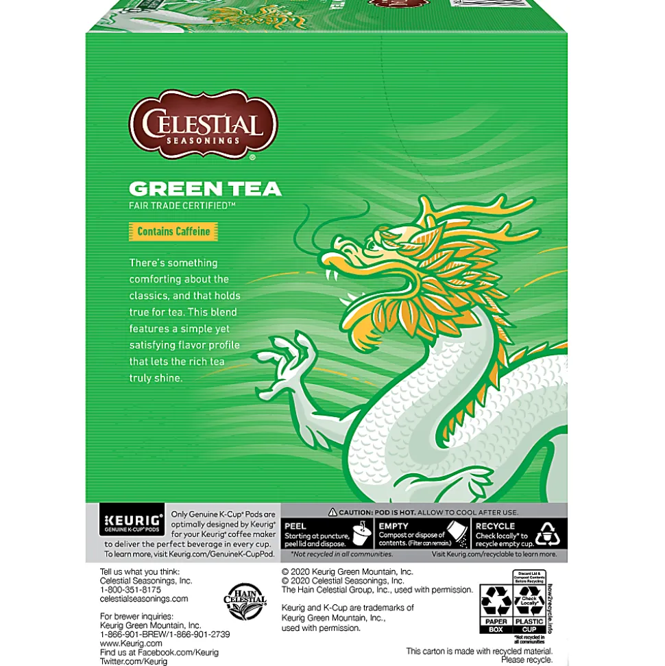 Celestial Seasonings® Single-Serve K-Cup® Pods, Green Tea, Box Of 24