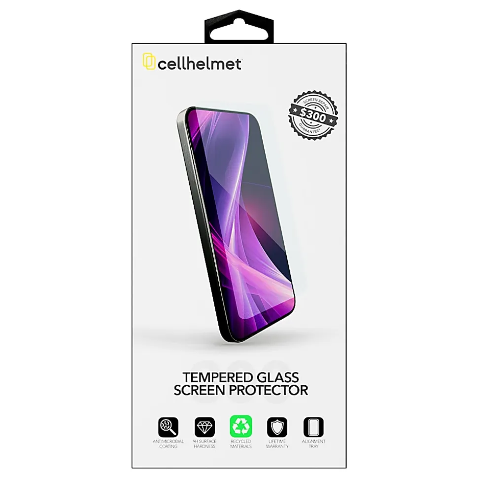 cellhelmet® Tempered Glass Screen Protector with Alignment Tray and $300 Coverage for iPhone® 17 Pro Max, ST-123-C300