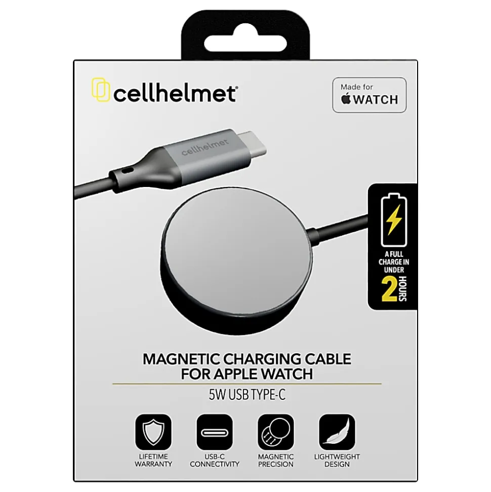 cellhelmet® USB-C® MFi Certified Wireless Charger for Apple Watch®, 3-ft., Gray, PW-231