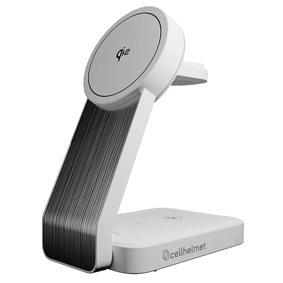 cellhelmet® 15-Watt 3-in-1 Qi® Charging Stand with 3-ft. Charging Cable, White, PW-216