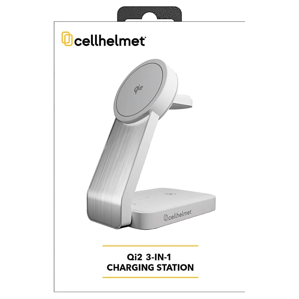 cellhelmet® 15-Watt 3-in-1 Qi® Charging Stand with 3-ft. Charging Cable, White, PW-216