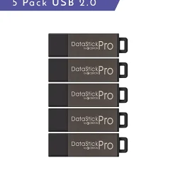 Centon DataStick Pro USB Flash Drives, USB 2.0, 8GB, Gray, Pack Of 5, S1-U2P5-8-5B