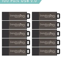 Centon DataStick Pro USB Flash Drives, USB 2.0, 8GB, Gray, Pack Of 100, S1-U2P1-8G100PK