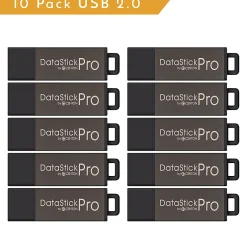 Centon DataStick Pro USB 2.0 Flash Drives, 4GB, Gray, Pack Of 10 Drives