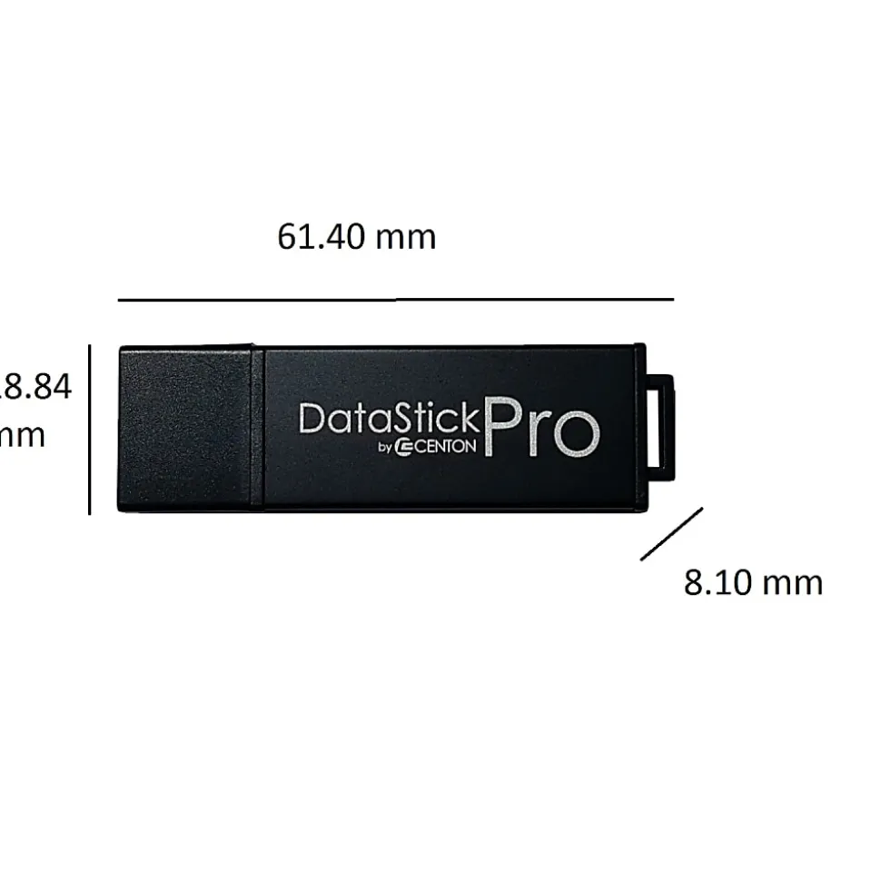 Centon DataStick Pro USB Flash Drives, USB 2.0, 8GB, Gray, Pack Of 50, S1-U2P1-8G50PK