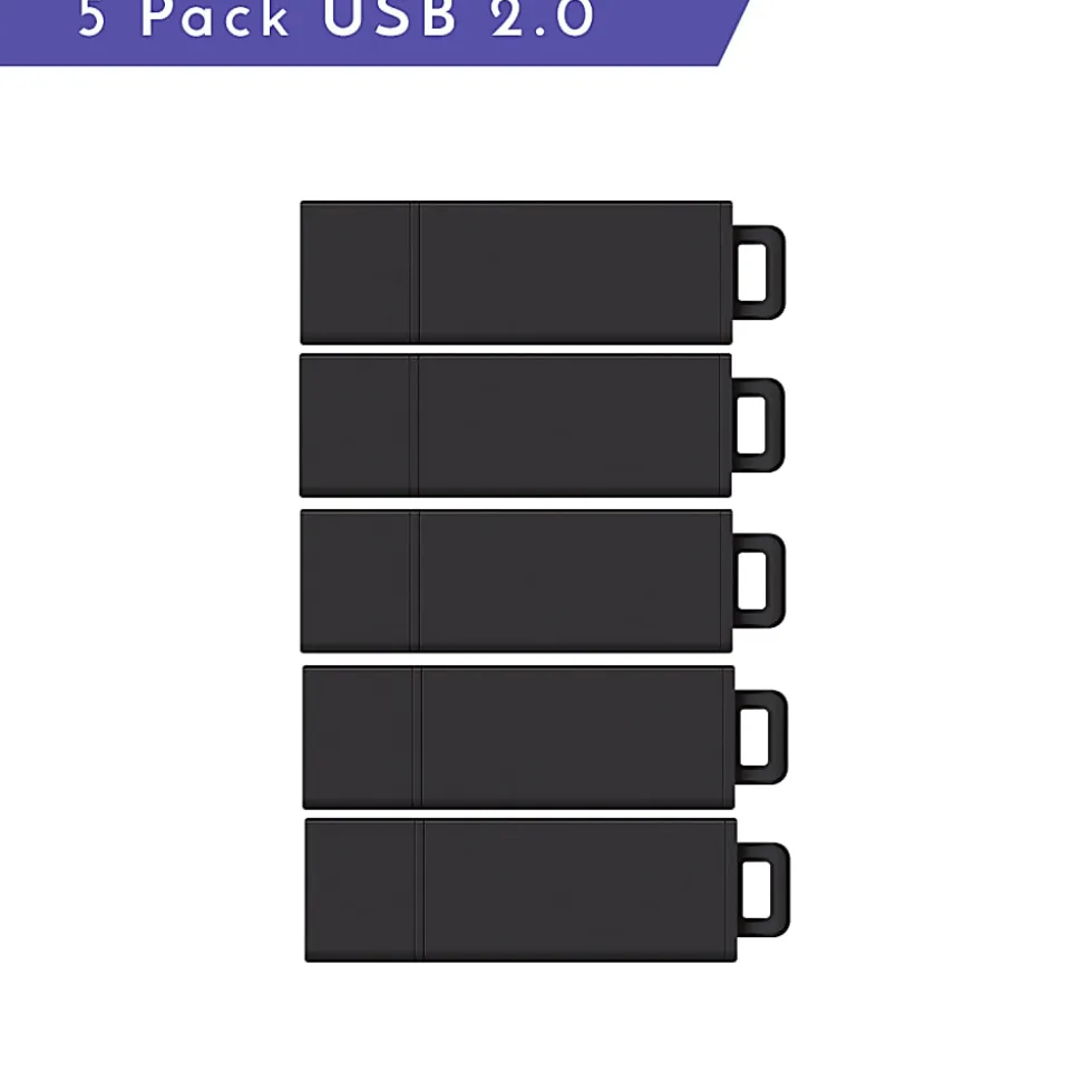 Centon DataStick Pro USB 2.0 Flash Drives, 4GB, Sport Black, Pack Of 5 Flash Drives, DSW4GB5PK