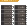 Centon DataStick Pro USB 2.0 Flash Drives, 2GB, Gray, Pack Of 10 Drives