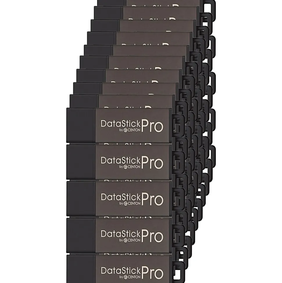 Centon DataStick Pro USB Flash Drives, USB 2.0, 4GB, Gray, Pack Of 50, S1-U2P1-4G50PK