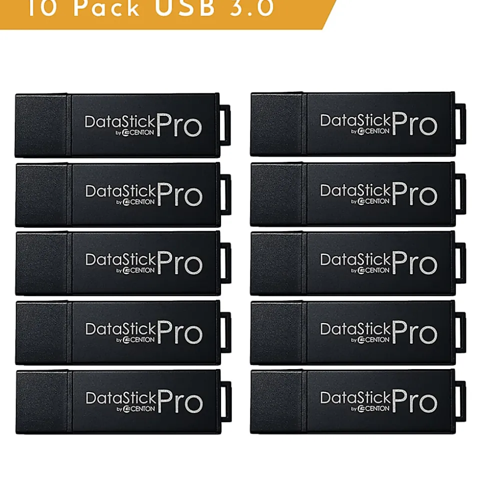 Centon MP Pro USB 3.0 Flash Drives, 32GB, Black, Pack Of 10 Drives