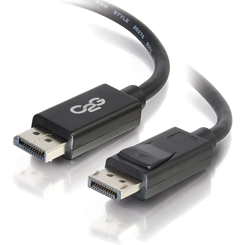 C2G 6ft DisplayPort Cable with Latches, 4K 60Hz, DisplayPort Male to DisplayPort Male, 30V - DisplayPort - 54401